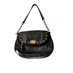 Michael Kors black Leather Studded Shoulder Bag w/partial chain strap